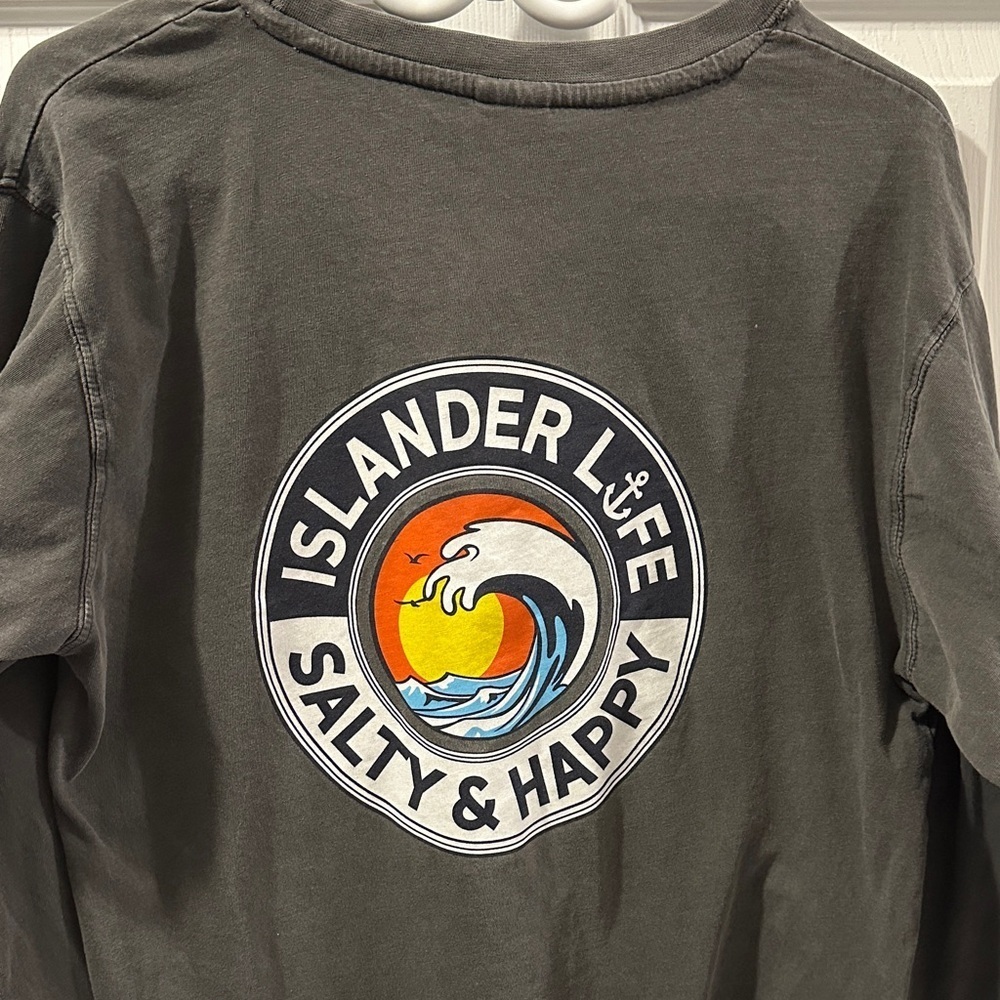 ISLANDER LIFE Y2K Charcoal Long Sleeve Streetwear Tee Sz Lg